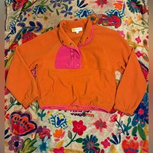 Hippie Rose Orange Fleece with Pink Trim